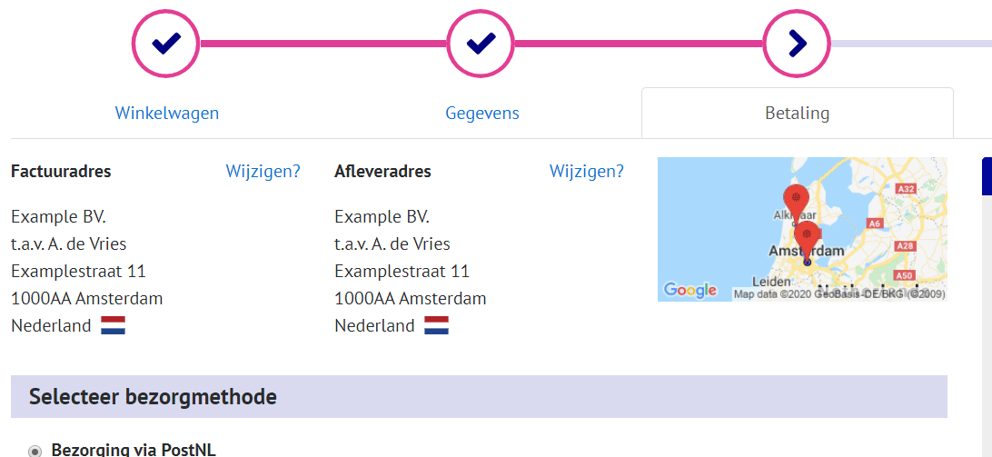 Een alternatief afleveradres kiezen is heel eenvoudig Dropshipment voorbeeld resellers